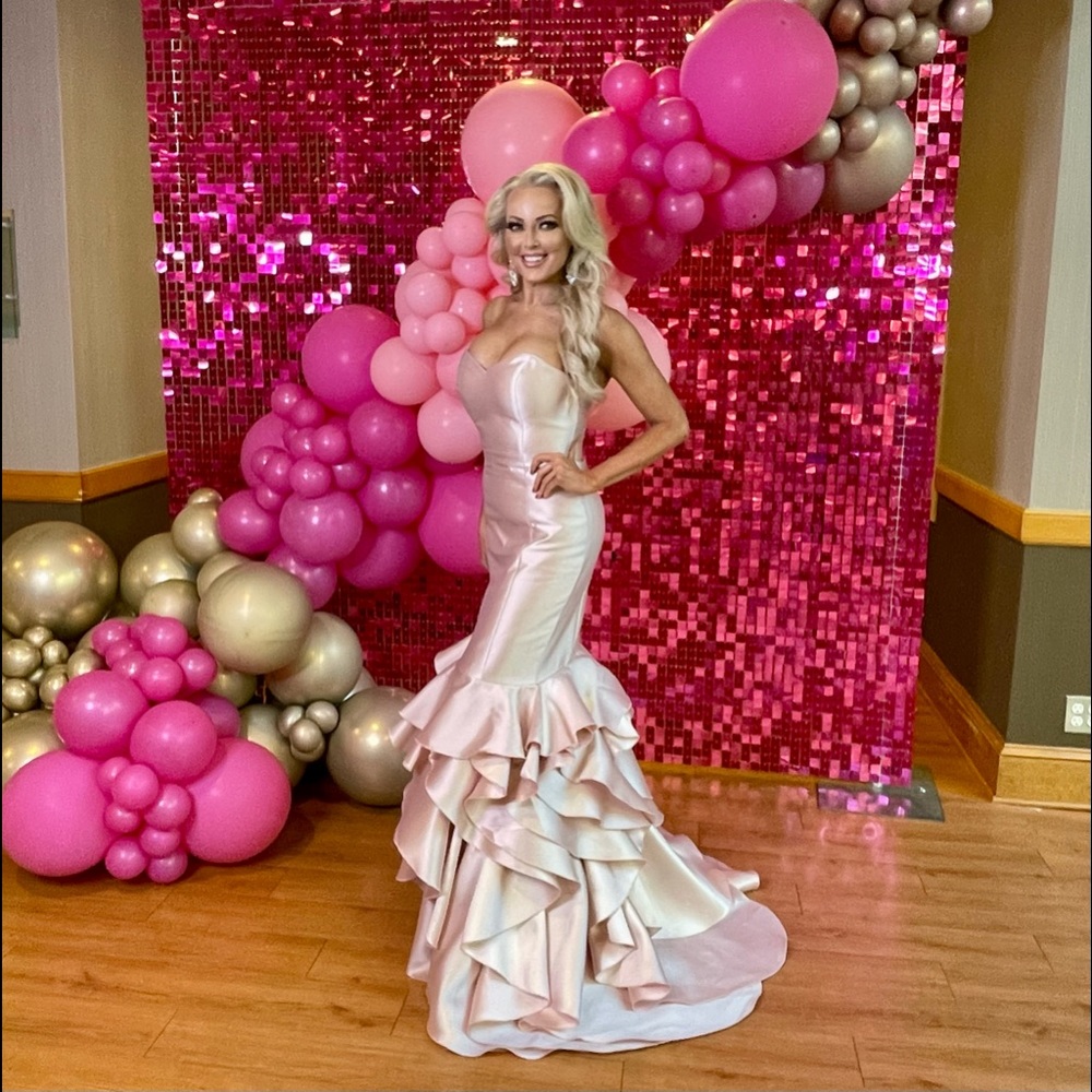 Jovani 41622 blush pink. Strapless mermaid